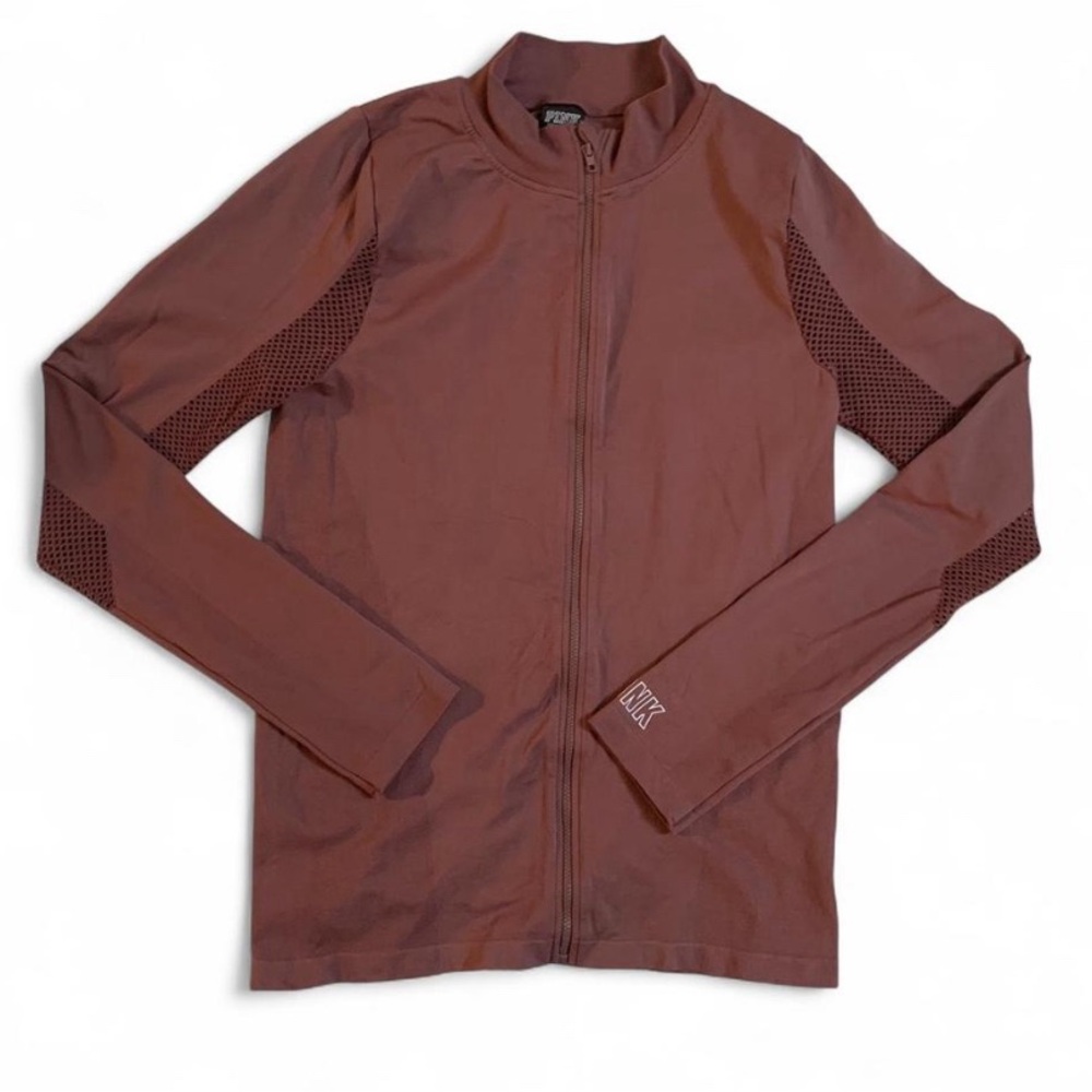 Victoria's Secret PINK Seamless Full-Zip Athletic Jacket (Mauve/Dusty Rose Large